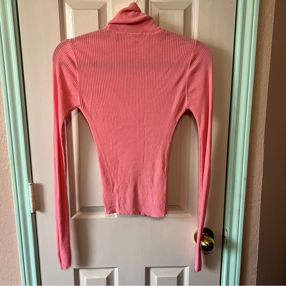 Maison Scotch Pink Ribbed Turtleneck Long Sleeve Top Size XS - Picture 9 of 11
